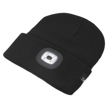 Headwear BLACK with LED flashlight Cattara USB charging, Cattara