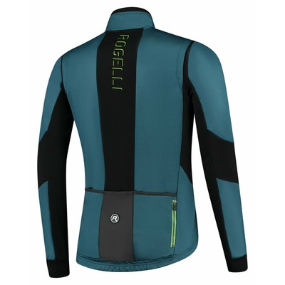 Men's softshell cycling jacket Rogelli Brave with breathable panels, blue-black-green ROG351026, Rogelli