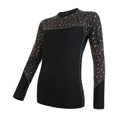 Women shirt Sensor Merino Impress black / pattern 19200025, Sensor