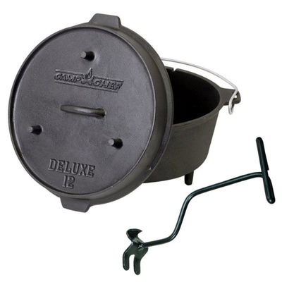 Universal cast-iron pot Camp Chef Deluxe Dutch Oven 30 cm with cover a jack, Camp Chef